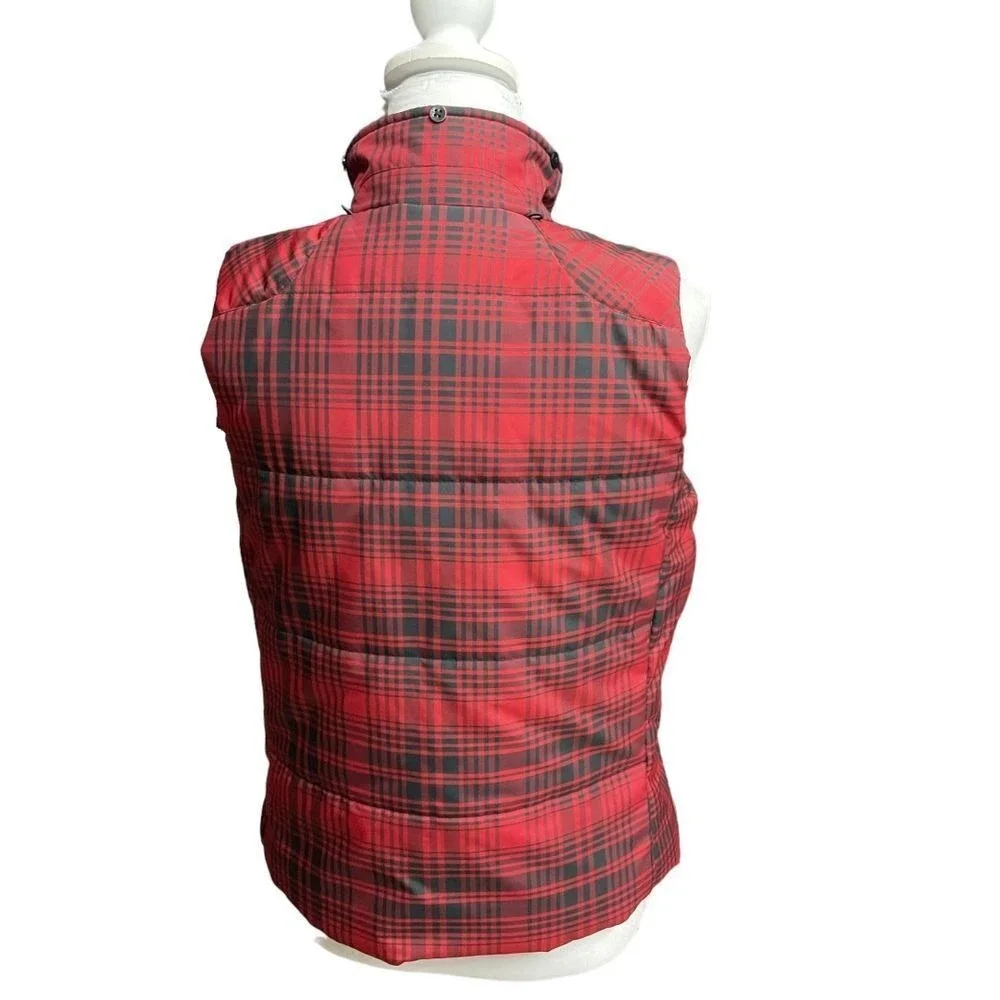 Lauren Ralph Lauren Women's Buffalo Plaid Zip Up Puffer Vest Black Red Size P/M‎